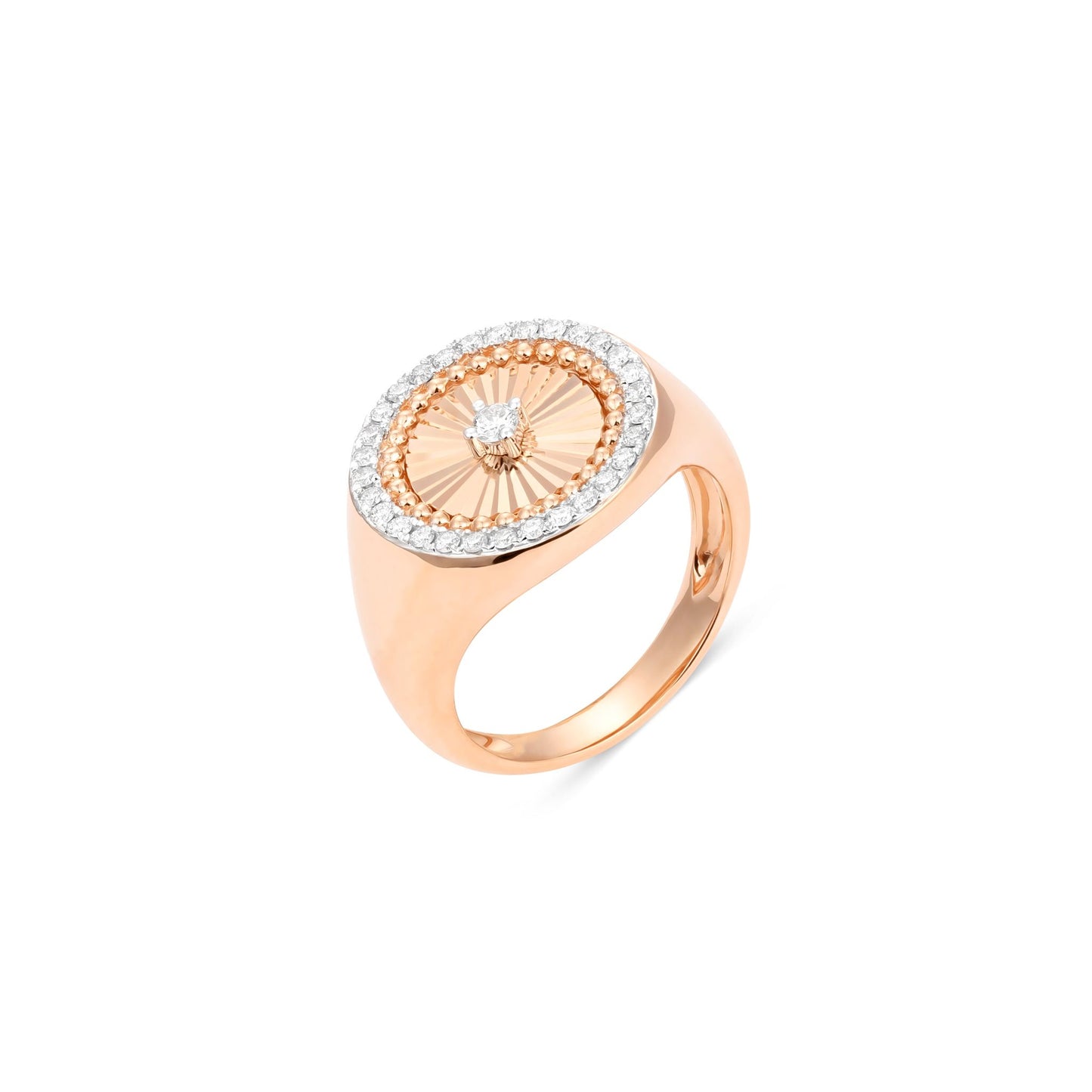 Sundial Gold & Diamond Round Pinky Ring