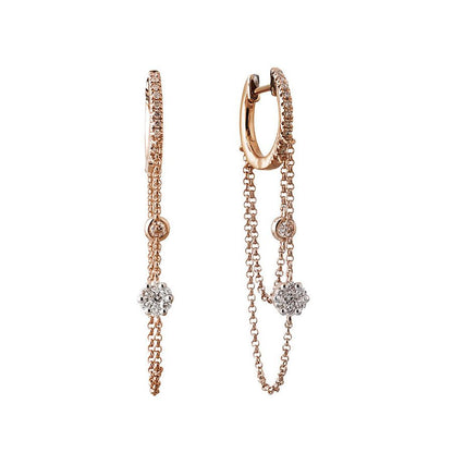 Diamond Huggie Hoops with Chain