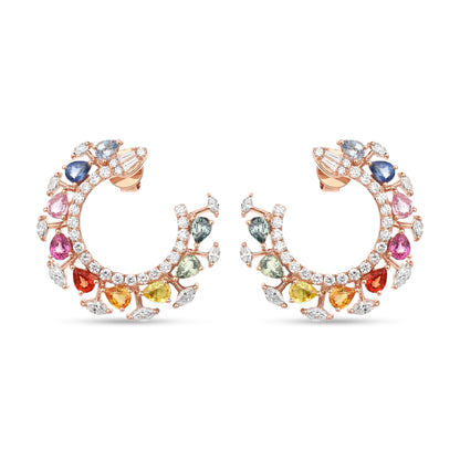 Luz Multicolor Sapphire & Diamond Half Hoops