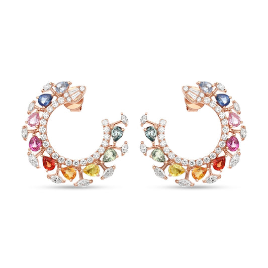 Luz Multicolor Sapphire & Diamond Half Hoops