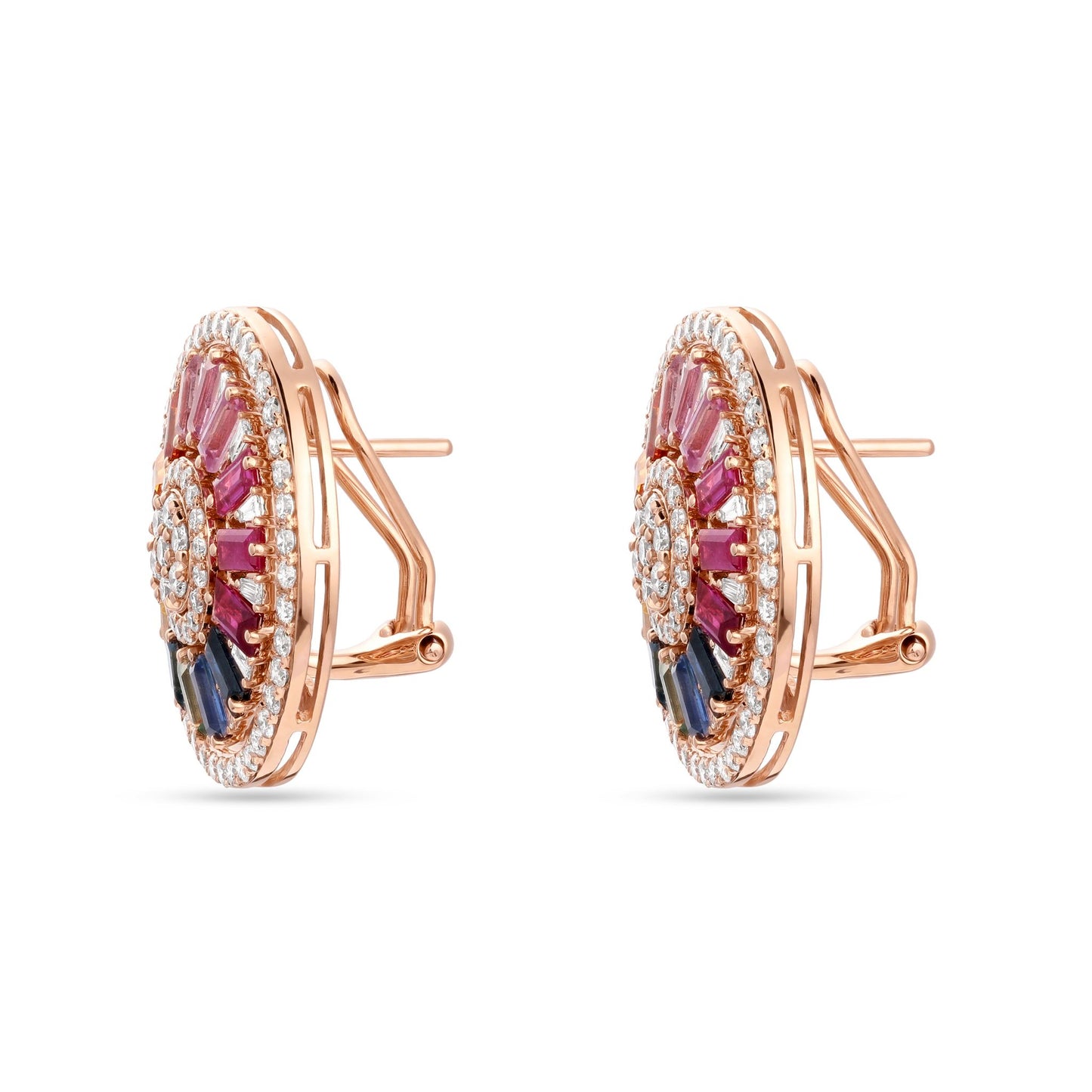 Luz Multicolor Sapphire & Diamond Wheel Earrings