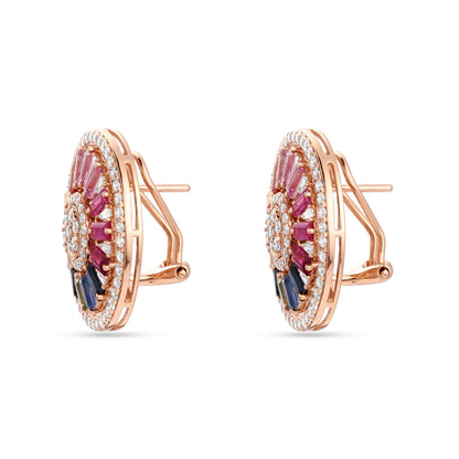 Luz Multicolor Sapphire & Diamond Wheel Earrings