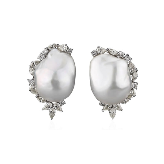 Diamond Crescent Baroque Studs