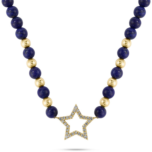 Nazar Bead Necklace with Diamond Star