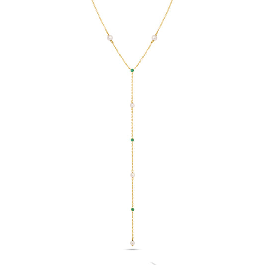 Aether Pearl & Emerald Lariat