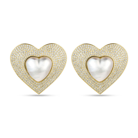 Eros Diamond & Pearl Heart Earrings