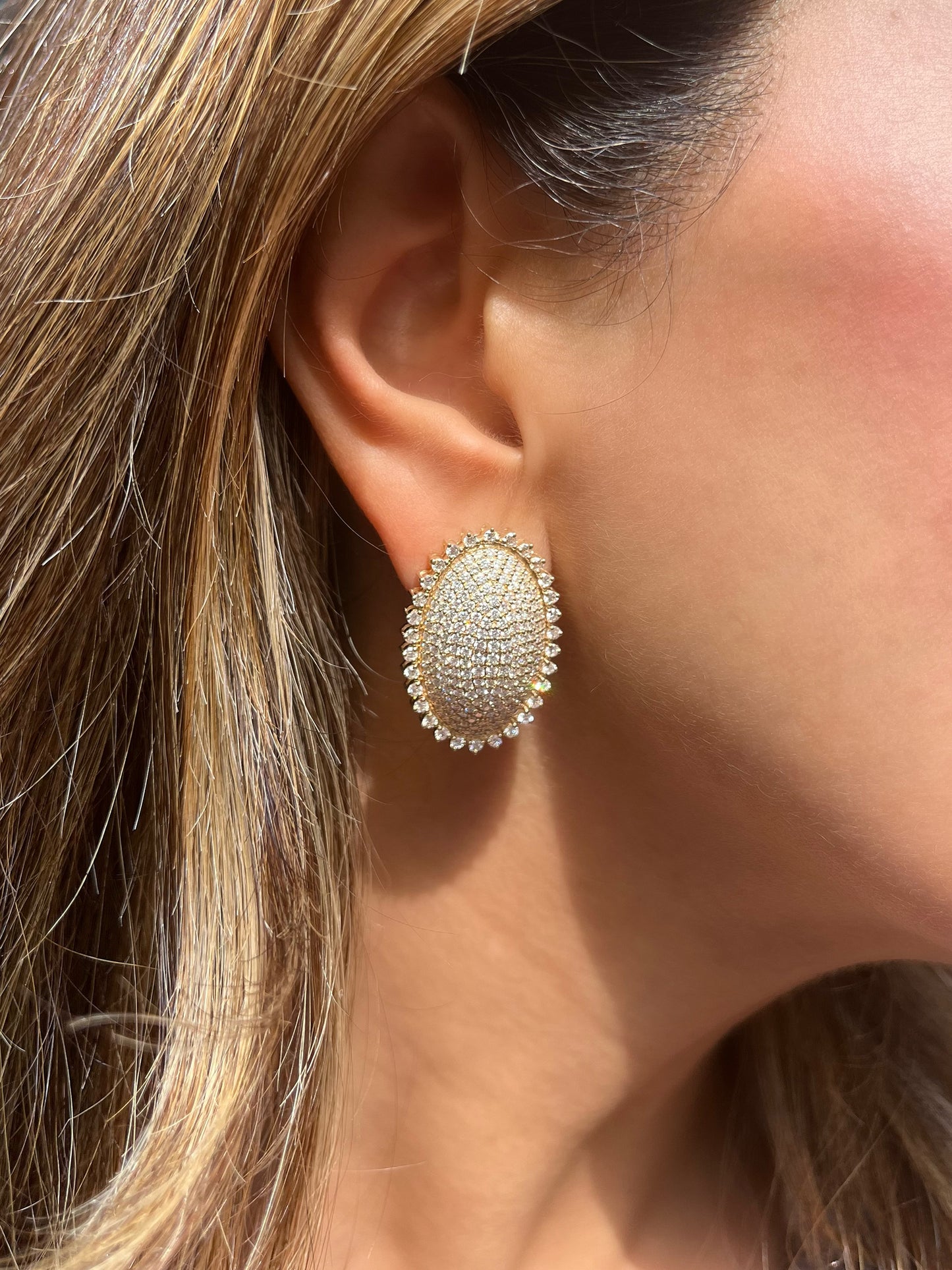 Oval Pave Diamond Earrings