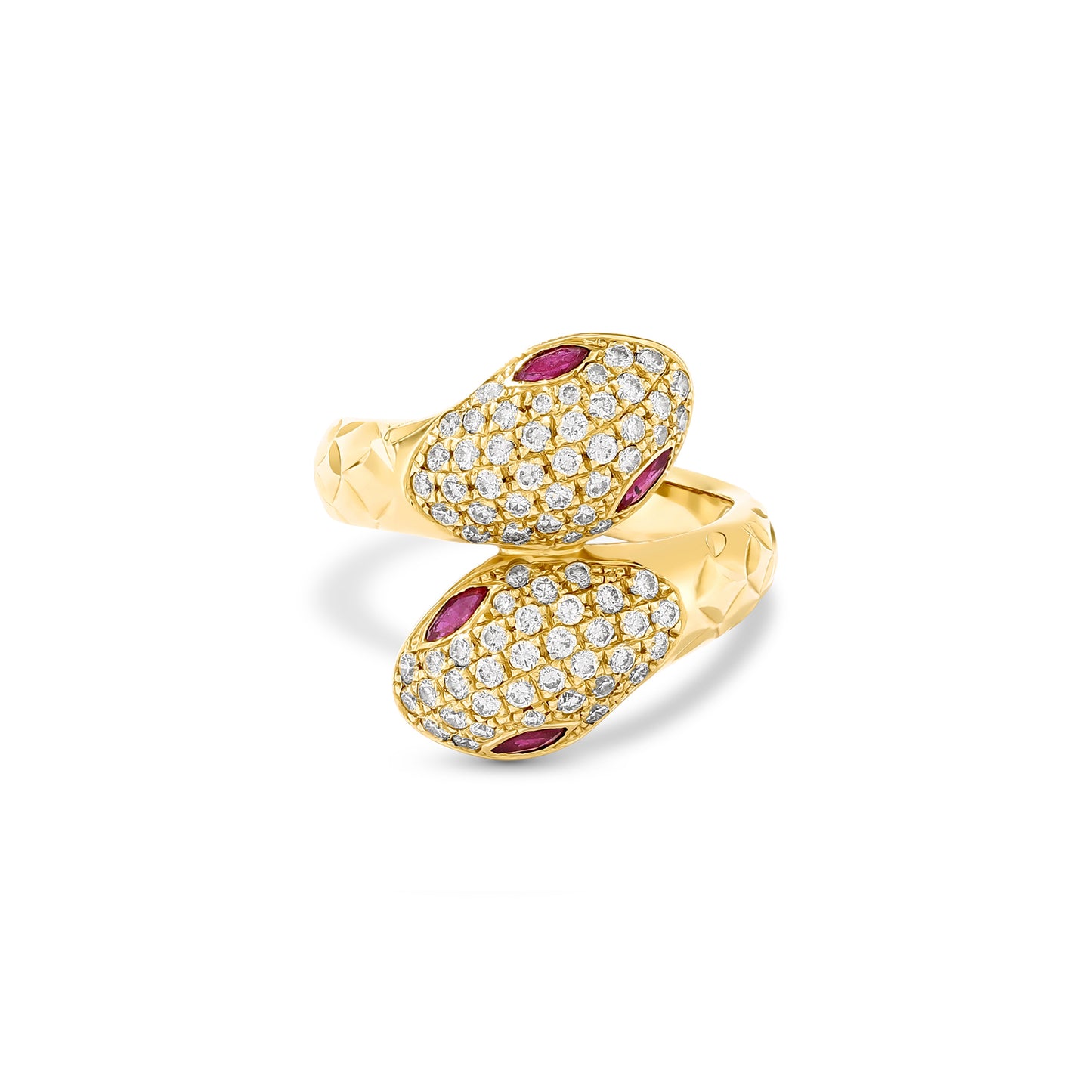 Twin Head Ruby & Diamond Snake Ring