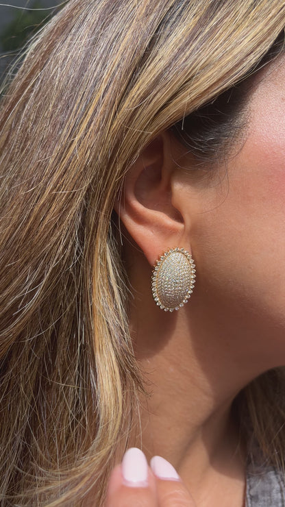 Oval Pave Diamond Earrings